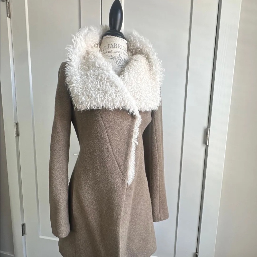 Theory Tan Teddy Jacket with Cream Collar